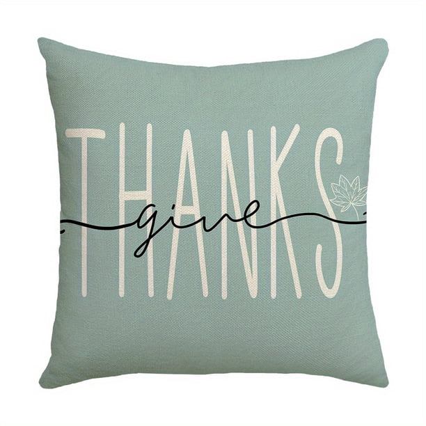 1PC Hello Pumpkin Give Thanks Throw Pillow Cover 17.7x17.7in, Fall Autumn Thanksgiving Eucalyptus Leaves Harvest Decoration For Home