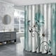 thumbnail image 2 of 1pc/3pcs, Rustic Farmhouse Shower Curtain Toilet Seat Bath Mat Set - Farm Teal Daisy Floral Flowers And Butterfly On Country Wooden Shower Curtain, Farm Teal Polyester Cloth Shower Curtain, Comes With, 2 of 4
