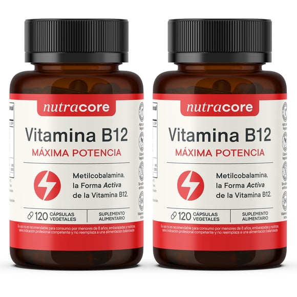 Vitamina B12 Activa 12mcg - Pack 2x120 Cáps Veg | NutraCore