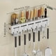 thumbnail image 2 of 1pc Knife Rack, Wall-mounted Knife Holder With Chopsticks Barrel, Multifunctional Carbon Steel Storage Rack, Kitchen Punch-free Rack With Hooks, Kitchen Storage Organization, Kitchen Accessories, 2 of 4