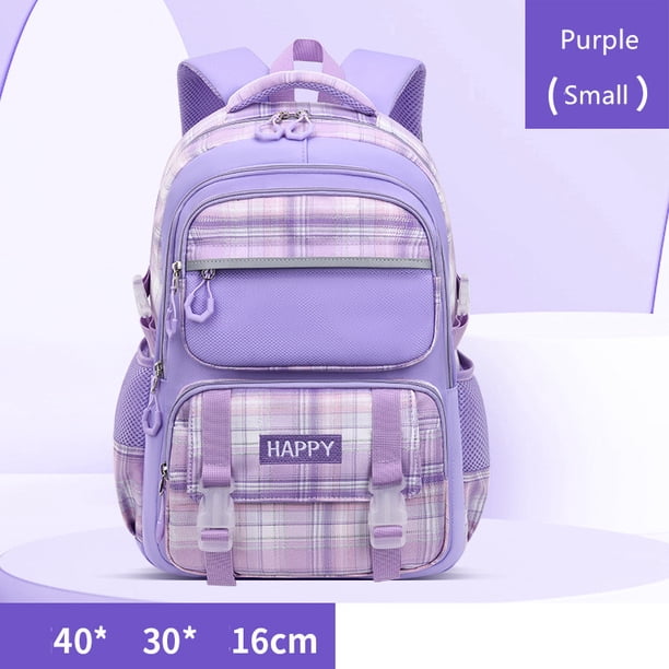 purple school bags for kids plaid book bag pink waterproof School backpacks for girls large capacity backpack with many pockets