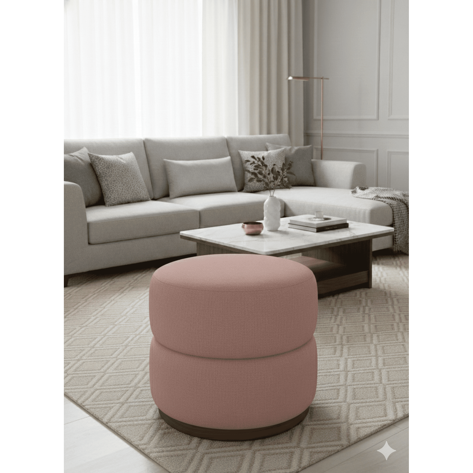 Muebles New - Puff Giratorio Palo Rosa Lino
