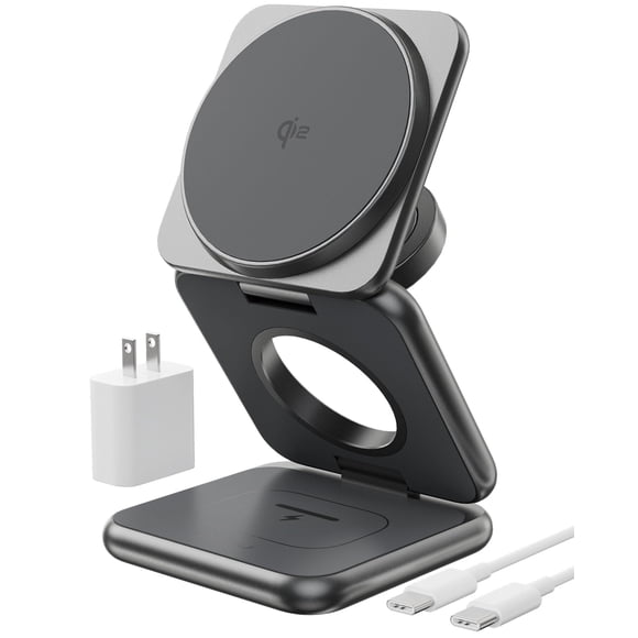 Estación de carga KU XIU X40Q plegable 3 en 1 para iPhone gris