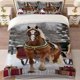 thumbnail image 1 of Christmas Sleigh Horse Pattern Bedding Set Duvet Cover and Pillowcases, 1 of 5