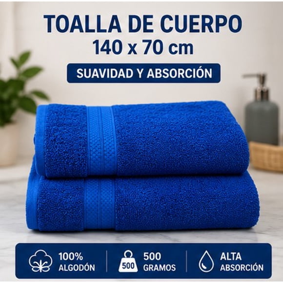 Toalla de Cuerpo Azul 140x70 cm Suave y Absorbente