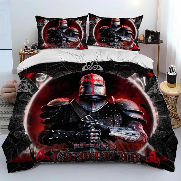 Cavalier Knight Templar Crusaders Bedding Set Duvet Cover Bed Set Quilt Cover Pillowcase Comforter Boys Adult