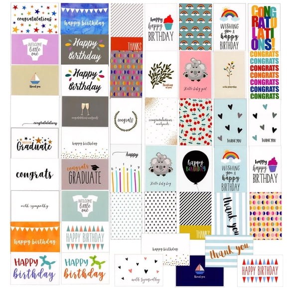 Tarjetas de Felicitación BEST PAPER GREETINGS Paquete de 48 Multicolor 4x6 cm