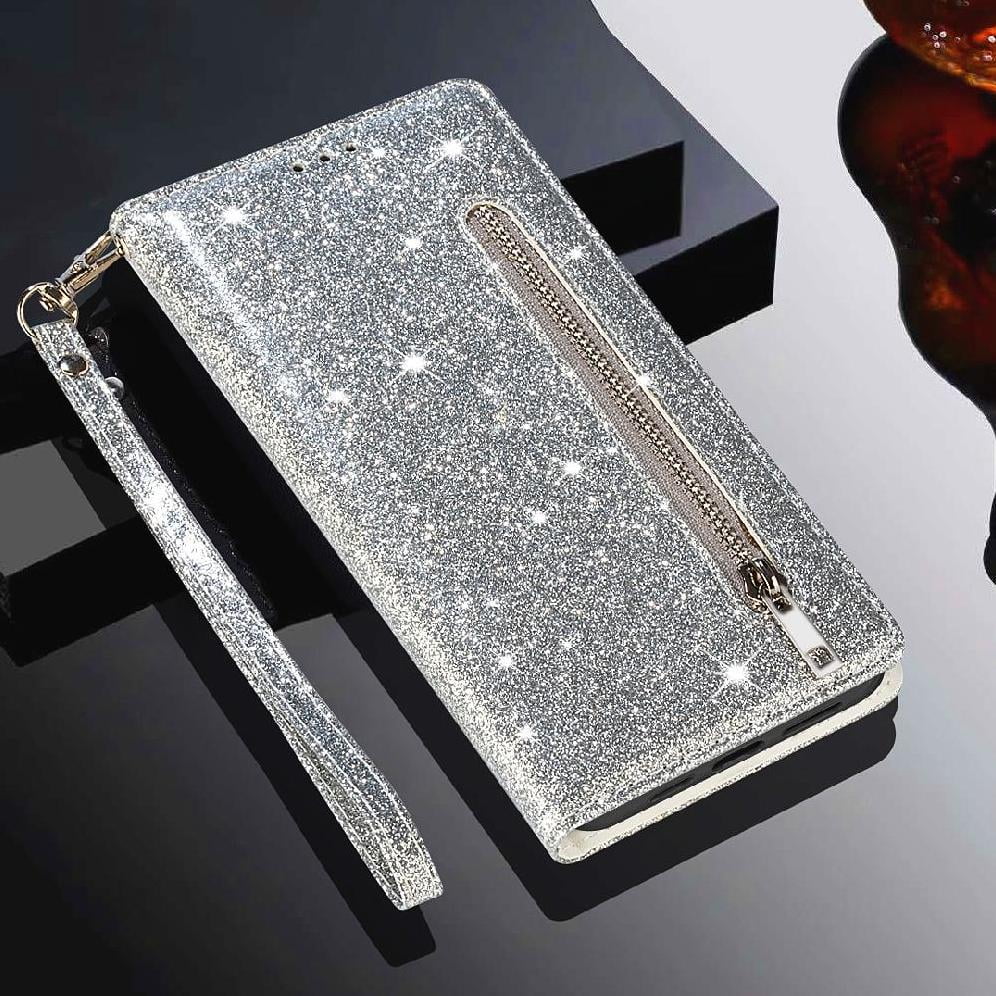 Funda Para Foxdock Elegante Funda Samsung Galaxy S24 Ultra Glitter Con Cremallera-ideal Para El Uso Diario