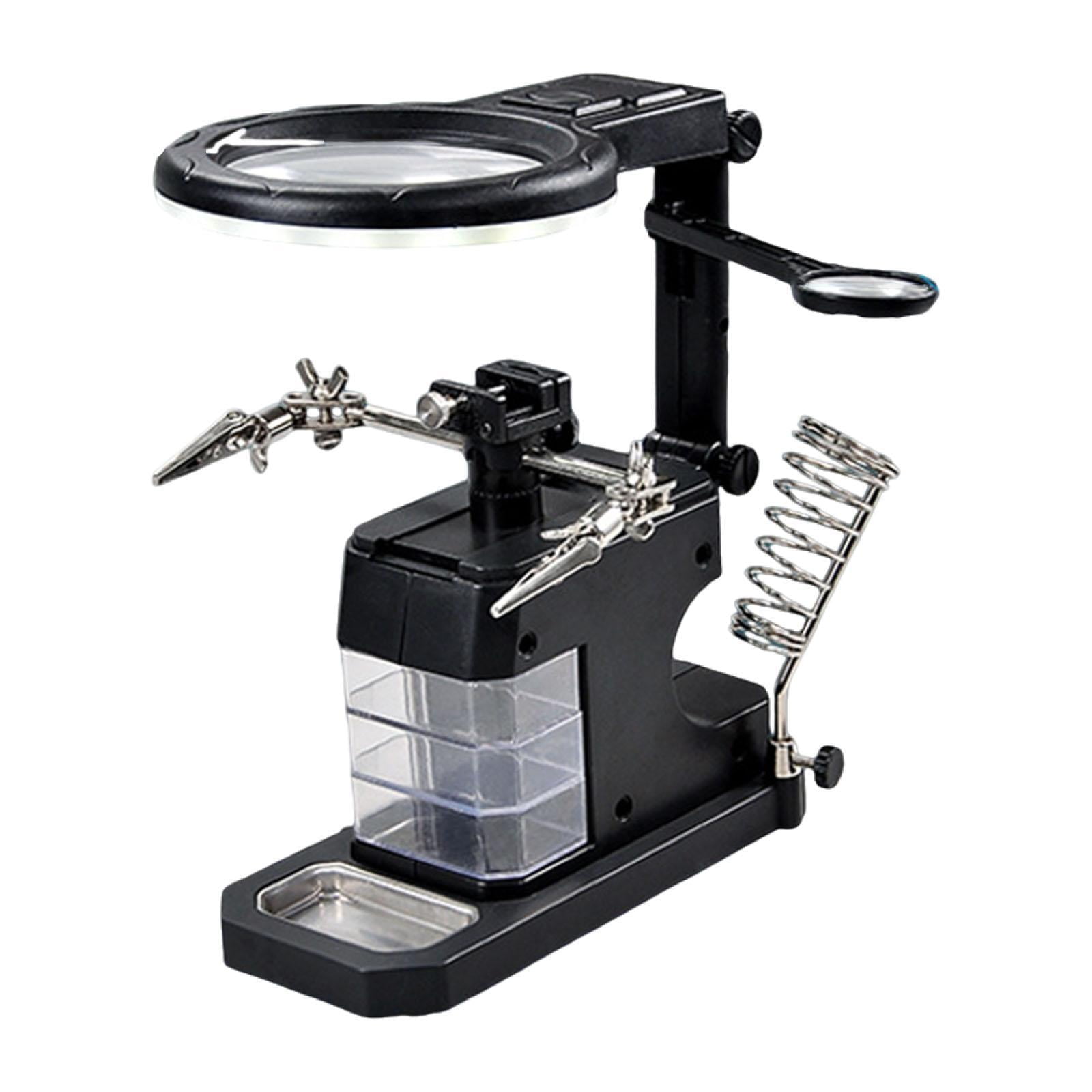 Magideal - Estación De Soldadura Con Lupa De 5 Aumentos, Ajustable E Iluminada Por Led, Herramienta Versátil Para Soldar, Herramienta De Ensamblaje Industrial