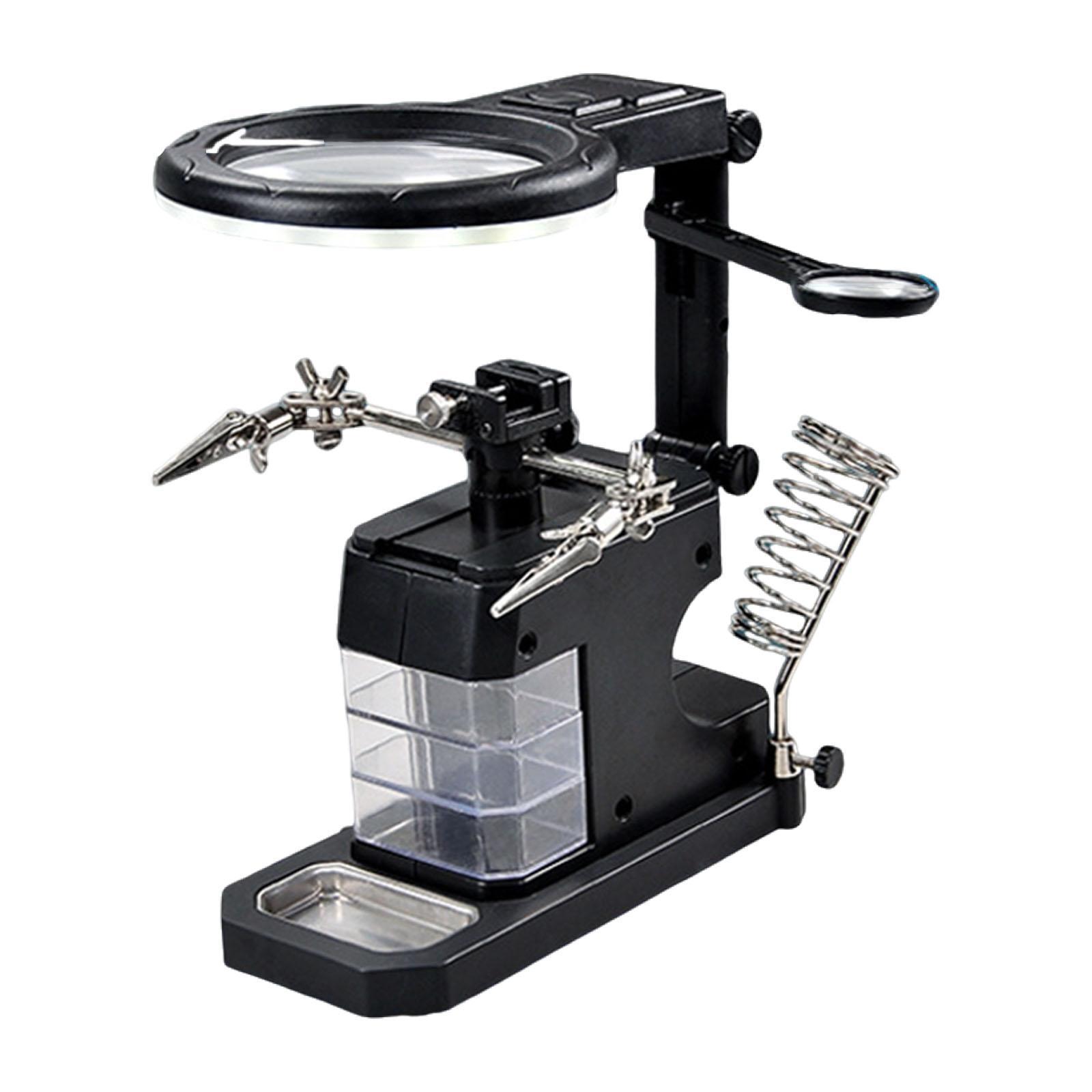 Magideal - Estación De Soldadura Con Lupa De 5 Aumentos, Ajustable E Iluminada Por Led, Herramienta Versátil Para Soldar, Herramienta De Ensamblaje Industrial