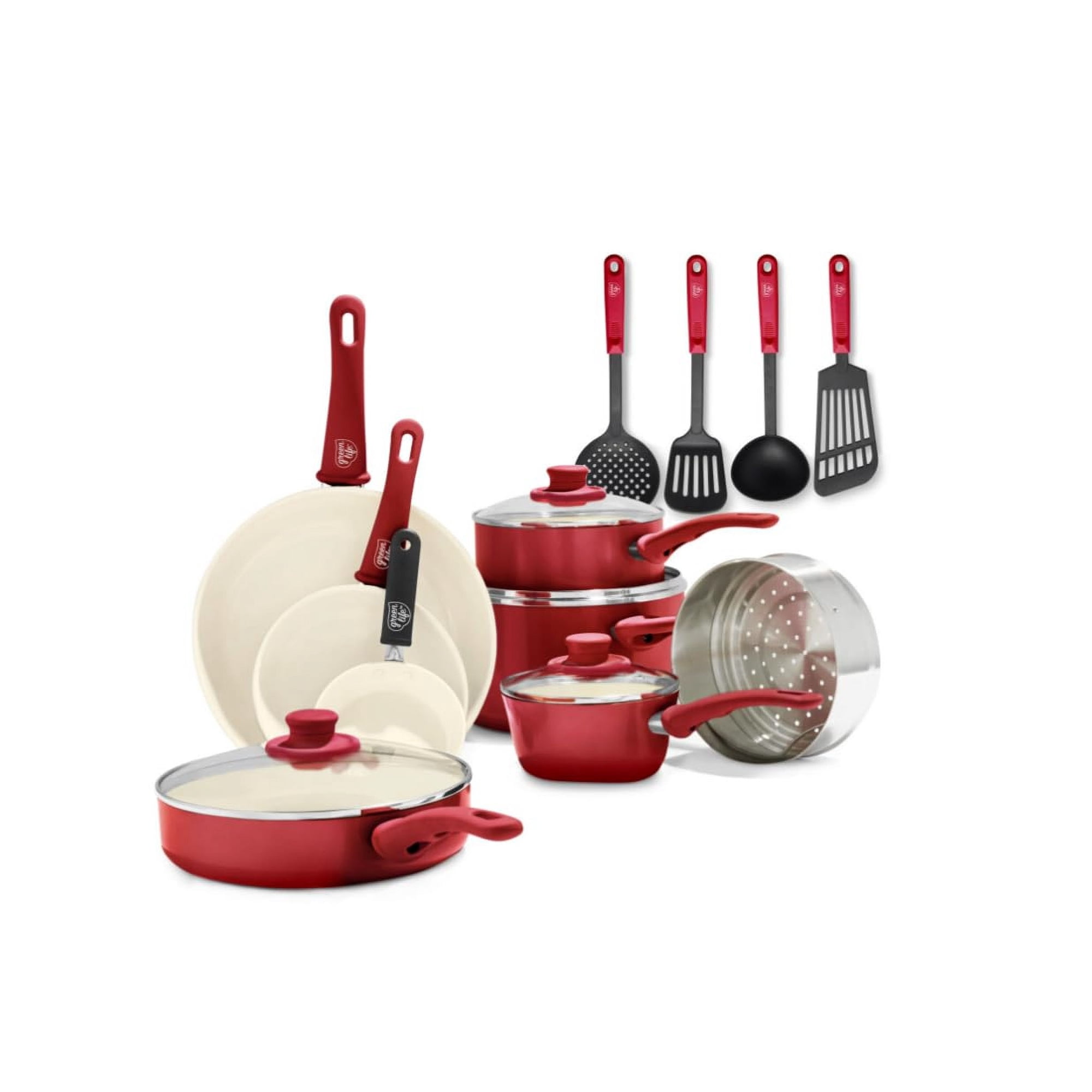 Juego De Utensilios De Cocina Greenlife Soft Grip, 16 Piezas, Cerámica No Tóxica