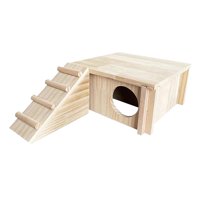 Magideal - Casa De Madera Para Hámster Con Escalera Y Ventana, Accesorios Para Esconder, Accesorios Para Jaula, Cabaña De Madera Para Ratas, Hámsteres Enanos, Ra