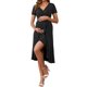 thumbnail image 1 of INSPIRAR CHIC MARI GABRIEL Vestido de Maternidad para Mujeres con Envolvente, Cuello en V, Dobladillo con Volantes, Semi Formal, Sesión de Fotos, Fiesta, Cóctel, Vestidos para Embarazadas, Negro L, 1 of 6
