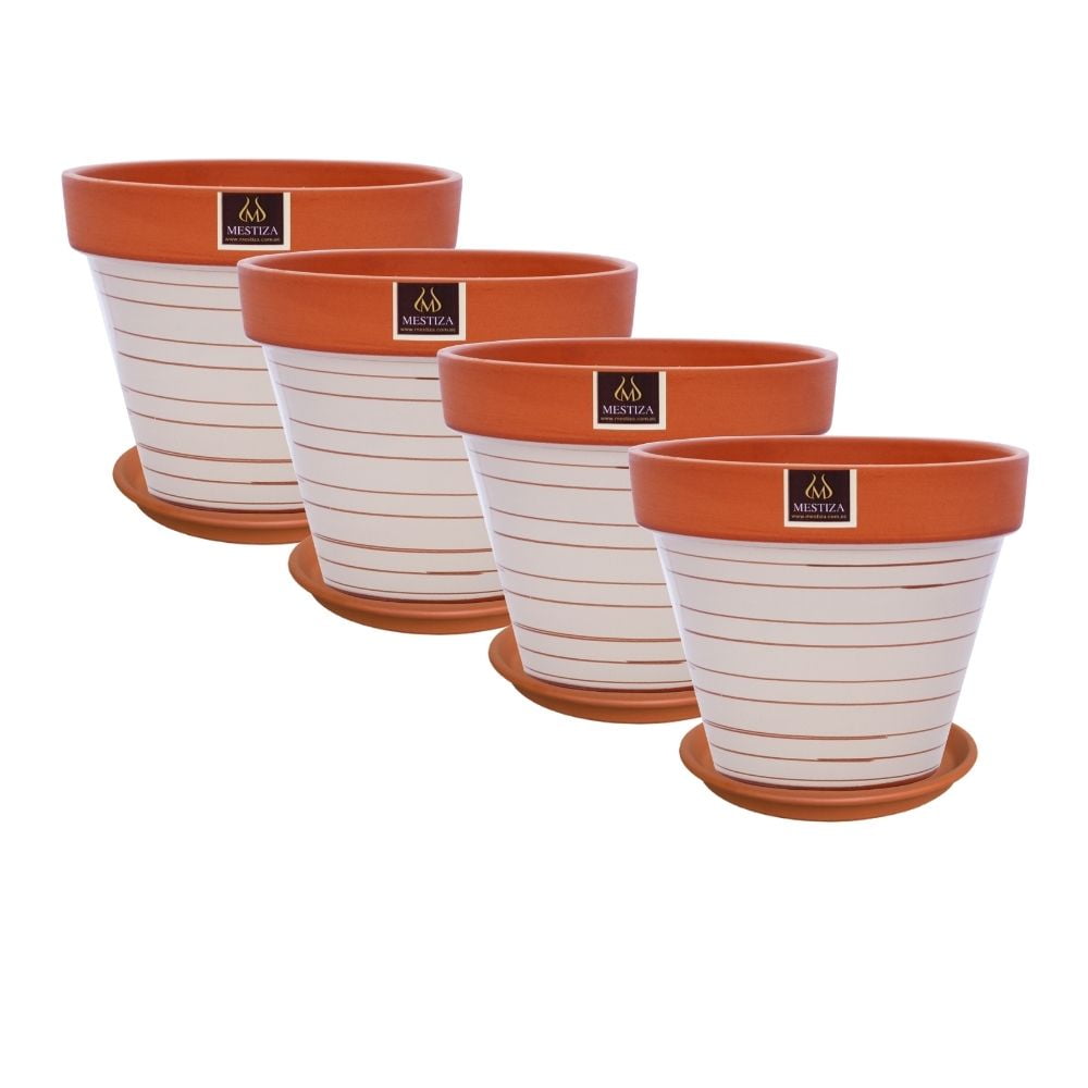 Mestiza - Set De 4 Maceta Kony 19cm Terra Beige Y Sus Platos