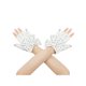 thumbnail image 1 of Guantes de cuero sintético para mujer INSPIRE CHIC con broche estilo punk gótico de longitud de muñeca con lazo con tachuelas talla única medio dedo blanco, 1 of 6