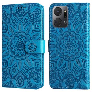 Funda Tipo Cartera Foxdock Para Honor X7A , Diseño Girasol En Relieve, Cuero Pu, Cierre Magnético, Soporte Y Tarjetero