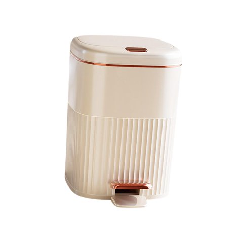 Magideal - Cubo De Basura Tipo Prensa De Pedal 2 En 1, Cubo De Basura Escalonado, Cubo De Basura Simple, Contenedor De Basura Impermeable Para Garaje Y Oficina Dorado Blanco 8L