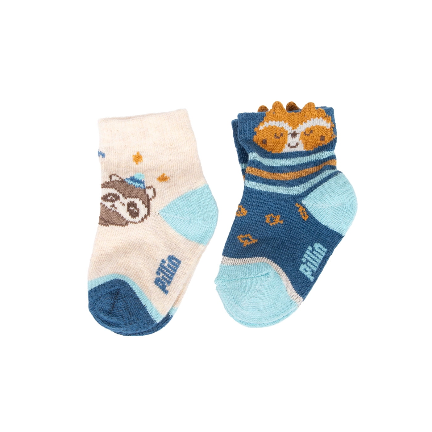 Pillin - Pack 2 Calcetines Bebé Niño Algodón Mapache Surtido