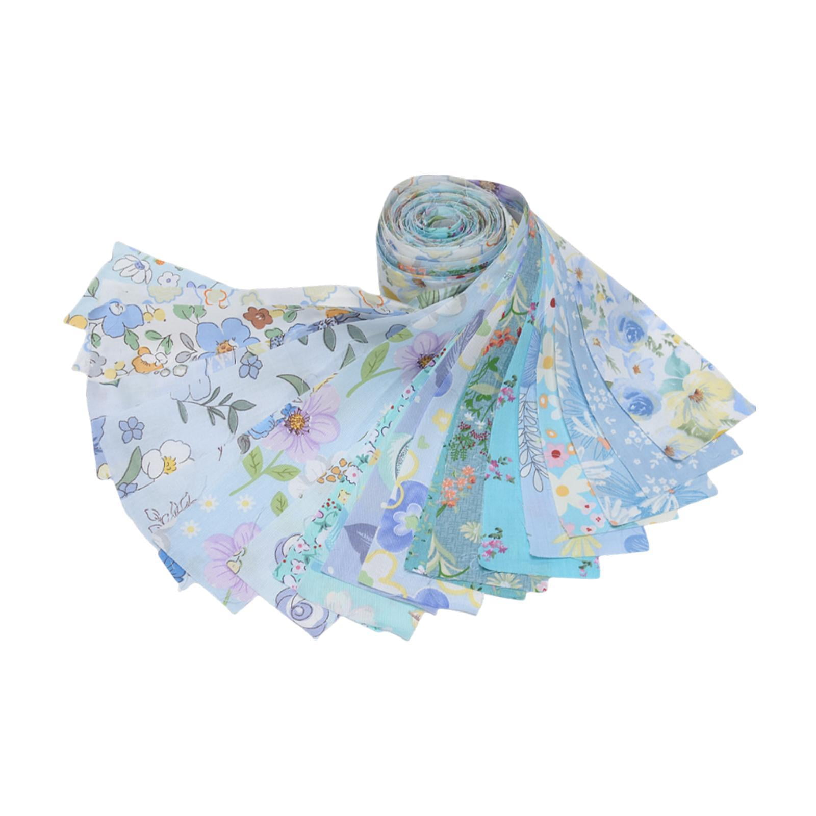 Magideal - Tiras De Tela De Rollo De 40pcs, Tiras De Tela, Colección De 25 Pulgadas, Embarcación De Acolchado De Algodón Suave Para La Alfombra De Decoración Del Azul