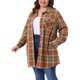thumbnail image 4 of Agnes Orinda Conjuntos de Halloween para Mujeres Tallas Grandes Chaqueta Shacket de Cuadros Manga Larga Camisa de Franela con Botones Chaqueta de Moda 2X Naranja, 4 of 6
