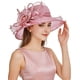 thumbnail image 1 of Sombrero De Organza Rosa De Ala Ancha Para Boda E Iglesia, 1 of 7