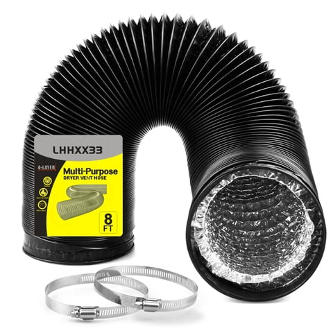 Lhhxx33 - Manguera De Ventilación Para Secadora, Conducto Flexible De 4 Pulgadas Y 8 Pies Con 4 Capas De Alta