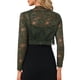 thumbnail image 3 of INSPIRE CHIC Bolero Abierto de Encaje Floral Transparente para Mujer, Cárdigan Corto L Verde Oliva, 3 of 6