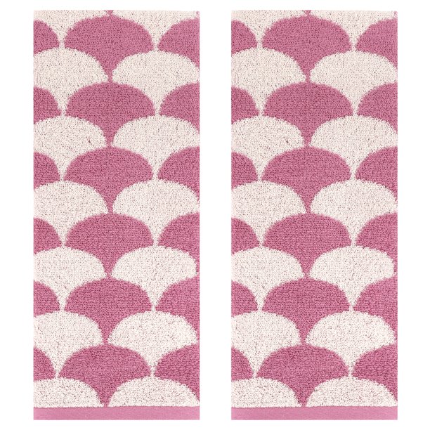 REGALWOVEN Toallas de Mano de Algodón, Toalla de Mano Decorativa Suave y Absorbente Geométrica para Baño, Mano, Cara, Gimnasio, Spa Rosa 2 Piezas