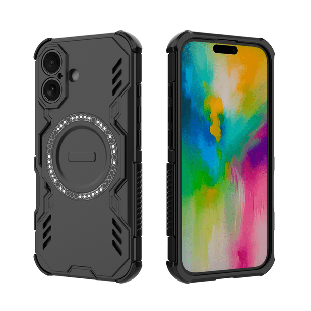 Funda FOXDOCK para iPhone 16 , magnética, resistente a golpes, con soporte, unisex, carga inalámbrica