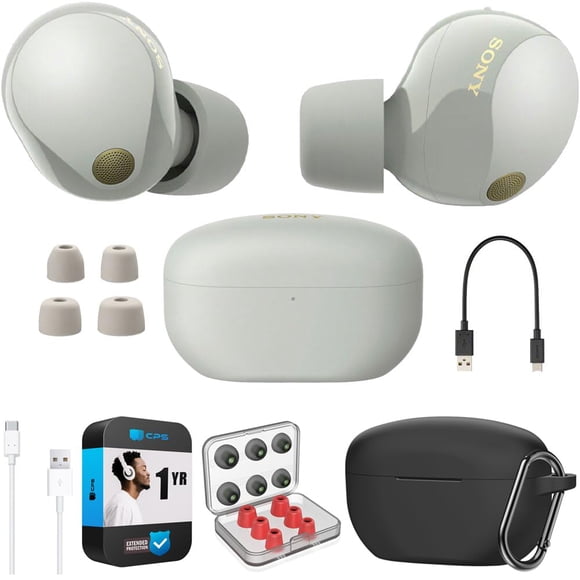 Auriculares Truly Wireless Sony WF-1000XM5 con funda plateada/negra