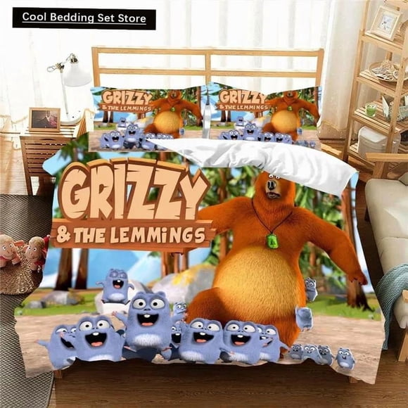 G-Grizzy and The Lemmings Bedding Set Duvet Cover Comforter Bed Twin Full Youth Kids Girl Boys Gift Bed Sheets Bed Sheets