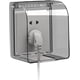thumbnail image 1 of Protector de enchufes para exteriores, resistente a la intemperie, para pared, para un solo enchufe, transparente para interruptores de seguridad eléctrica (12,2 × 10,8 × 7,3 cm), 1 of 5