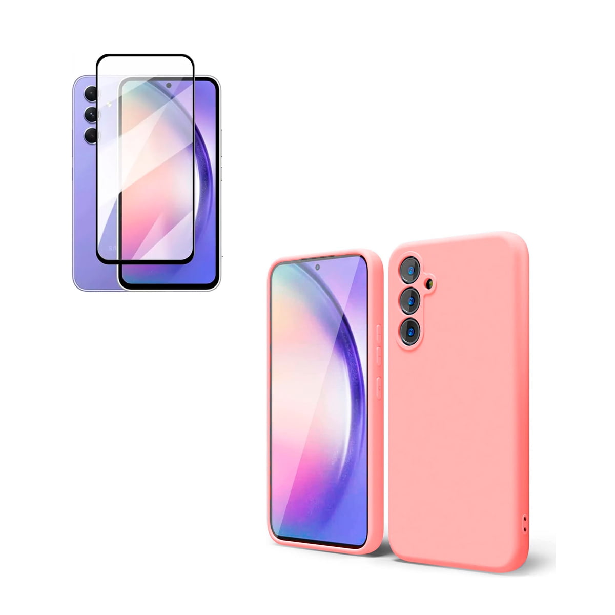 Joigo - Carcasa Para Samsung A24 + Lamina De Vidrio Templado Rosado