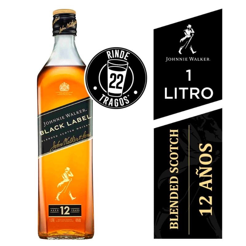 Whisky Walker Black Lebel 40° Botella 1 L Johnnie Walker