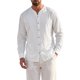 thumbnail image 5 of INSPIRE CHIC Camisa de Hombre de Algodón y Lino de Manga Larga con Botones Casual XL Blanco, 5 of 6