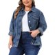 thumbnail image 1 of Agnes Orinda Chaqueta de Mezclilla Talla Grande para Mujeres Manga Larga Abotonada Lavada Chaqueta de Jean Camionero 2X Gris Azul, 1 of 6