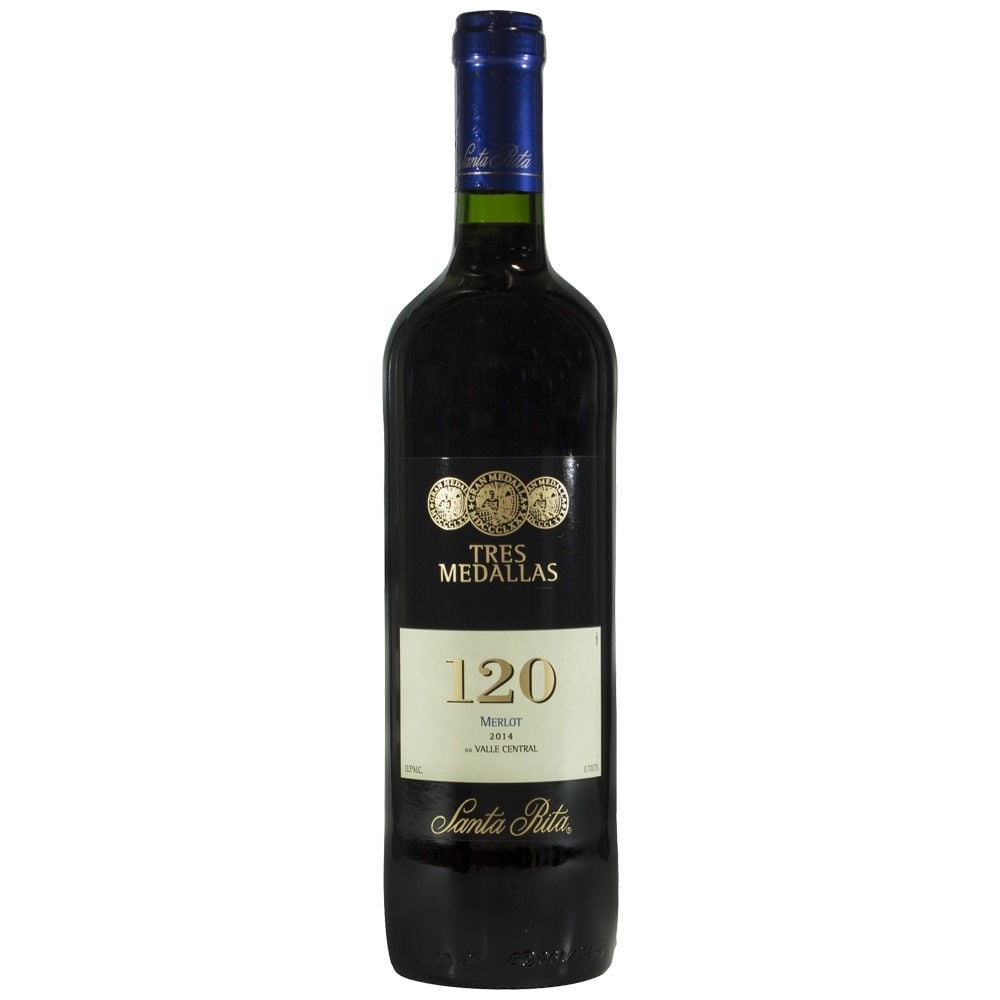 Vino Tinto Merlot Tres Medallas Viña Santa Rita Botella