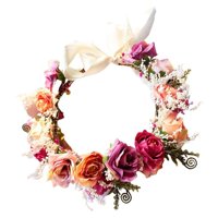 Bothyi - Novia Flor Corona Boda Diadema Tocado Novia Prop Con Cinta Regalo