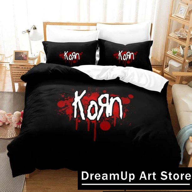 Fashion Korn Rock Bedding Set Boys Girls Duvet Cover Pillowcase Bed Adult Bedroom