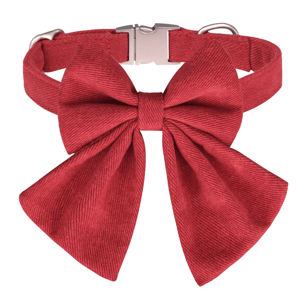 Collar para perro con lazo - Colores sólidos, pajarita marinera, collar ajustable para perros pequeños, medianos y grandes con hebilla de metal dorado