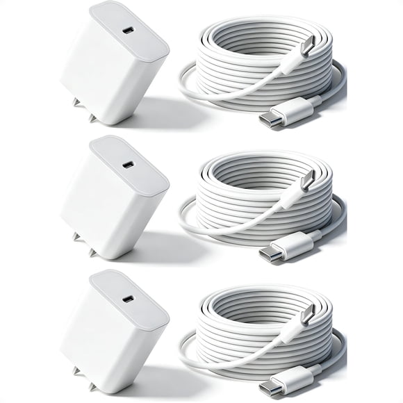 Cargador USB‑C 20W (3 unidades) + cable de 3 m para iPad/iPhone