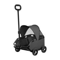 Ioensy - Cochecito Portátil Para Mascotas, De 4 Ruedas, Para Perros Y Gatos Pequeños, Color Negro