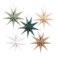 Magideal - 5 Linternas De Papel Con Forma De Estrella Para Decoración De Fiestas, Suministros Multifuncionales, Pantalla Colgante De 9 Puntas Para Habitación, Ár
