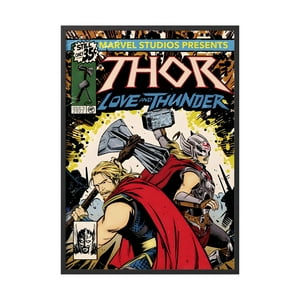 Creango - Cuadro Poster Enmarcado Thor Comic Love And Thunder Decorativo