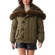 thumbnail image 1 of Chaqueta Recortada con Forro de Felpa Ajustable y Ribete de Piel Sintética para Mujer INSPIRE CHIC Talla Extra Grande Café, 1 of 6