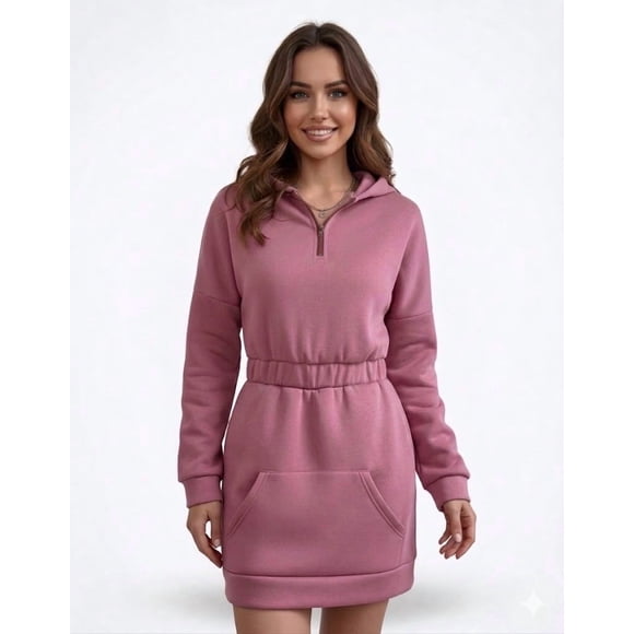 Vestido de Invierno Rosa con Cierre