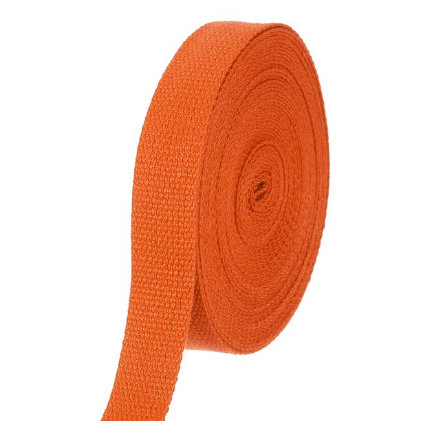 Uxcell Cinta de Algodón de 1 Pulgada 11 Yardas de Poliéster Algodón Tejido Correa de Cinta de Sarga para Manualidades Asas de Bolsas de Tela Cinturón para Hacer Suministros al Aire Libre, Naranja