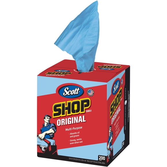 Shop Towels Scott Top Pack Supply, 10 x 12 cm, azul, 200 unidades por caja