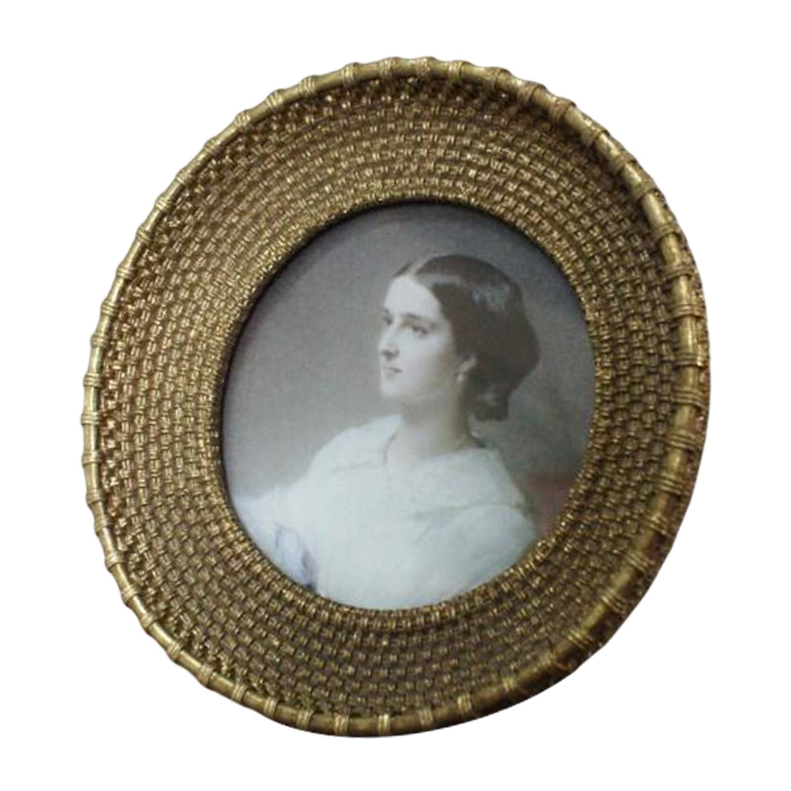 Bothyi - Marco De Fotos Patrón De Ratán Redondo Elegante Vintage Para Exhibición De Mesa 4 Pulgadas