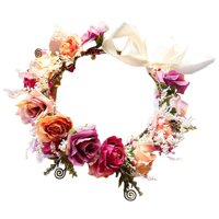 Magideal - Diadema De Flores De Boho Para Mujer Con Cinta Ajustable Diadema Floral Garland Prop Headwear Rose Para Accesorios De Fotografía Tiaras